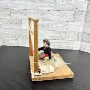 Vintage Handmade Native American Rug& Cloth Maker Figure W/ Baby from 1962